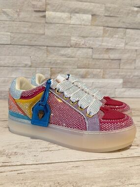 KURT GEIGER LONDON SOUTHBANK TAG PLATFORM CRYSTAL EMBELLISHED SNEAKERS NEW 36.5